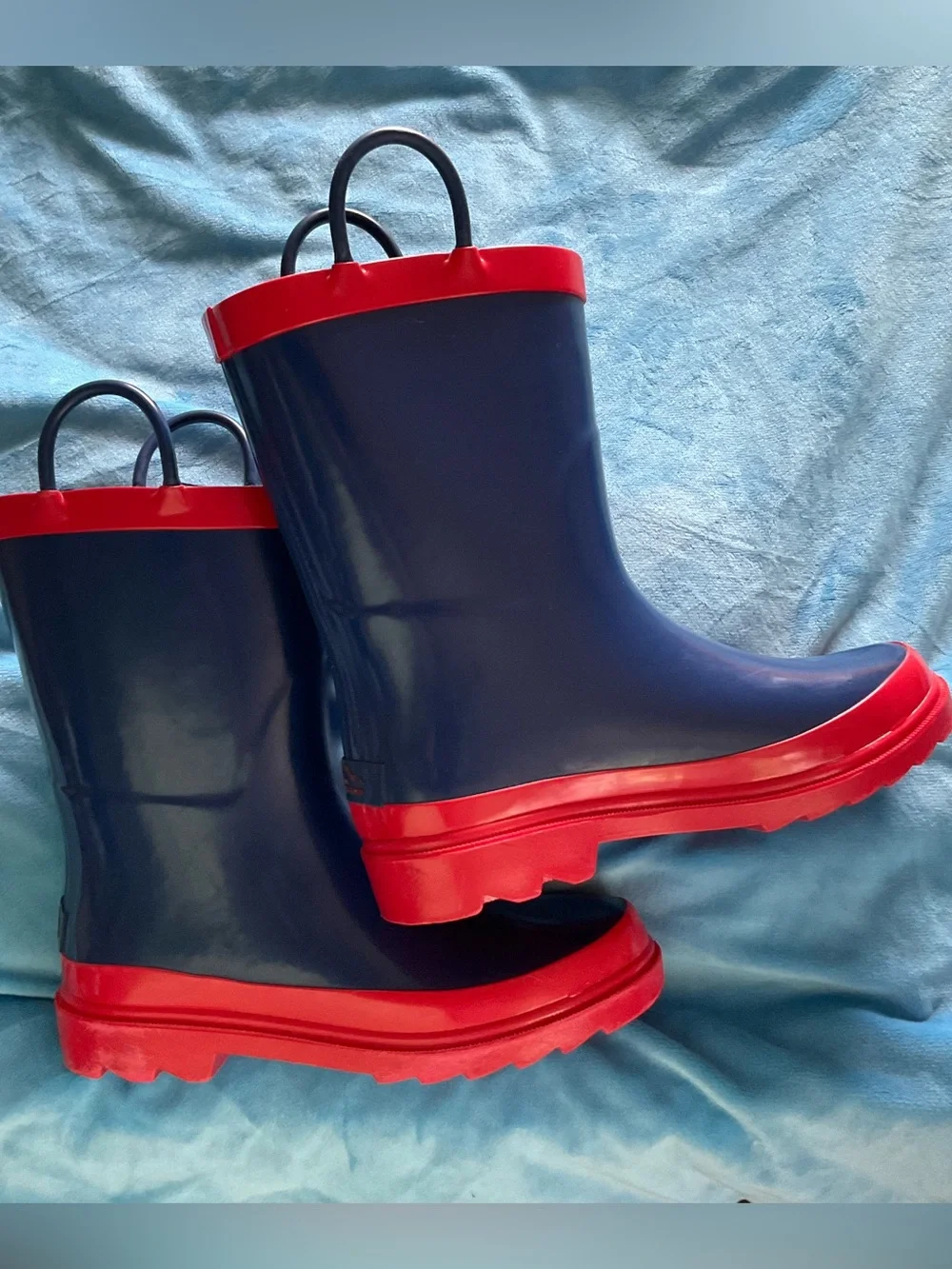 Blue Mountain Kids' Navy and Red Rain Boots